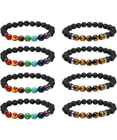 7 Chakra Beaded Stone Bracelets for Women Men Meditation Essentail Oil Diffusing Lava Rock Wristbands for Woman Man Reiki Hea...