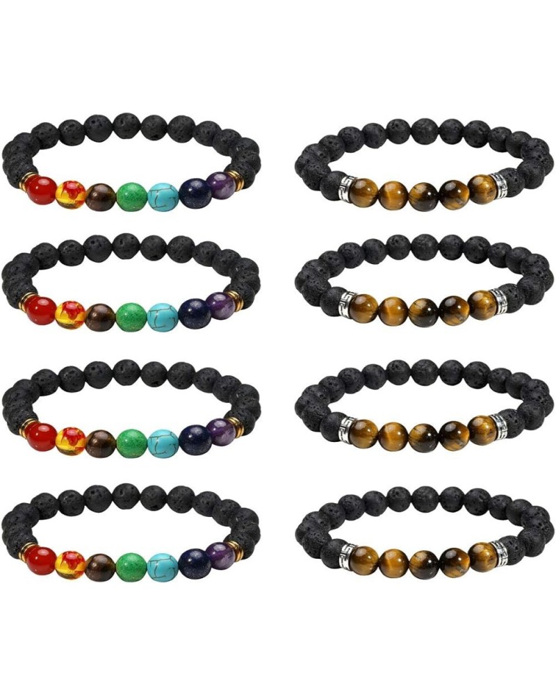 7 Chakra Beaded Stone Bracelets for Women Men Meditation Essentail Oil Diffusing Lava Rock Wristbands for Woman Man Reiki Hea...