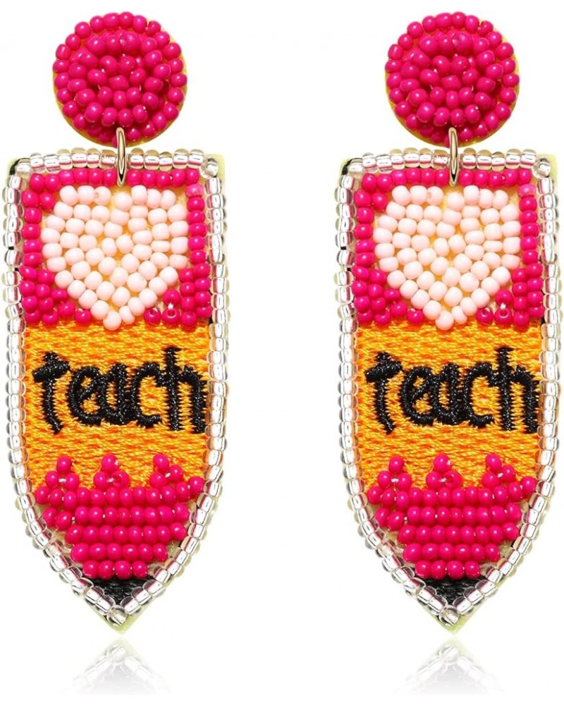 Teacher Earrings for Women Girls Handmade Beaded Pencil Teach Earrings Funny Books Reading is cool Drop Dangle Earrings for T...