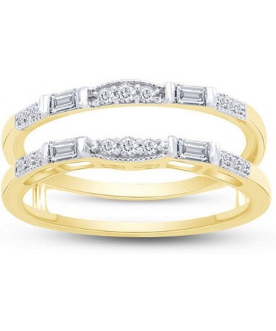 DVVS1 Baguette Cut Simulated Diamond Solitaire Enhancer Ring Guard Wrap 18k Yellow Gold Over Sterling (8.75) $25.80 Rings