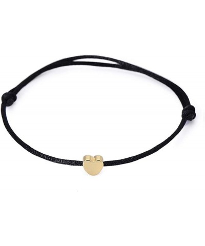 Simple Peach Heart Bracelet Couples Love Hand Woven Adjustable Charming Bangle,Black black $3.60 Bracelets