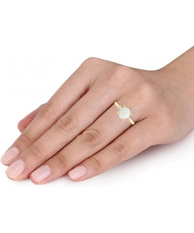 Round 6MM Natural White Opal Gemstone & Diamond Accent Solitaire Ring In 14K Gold Over Sterling Silver Engagement Anniversary...