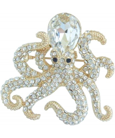 Sindary 1.77" Animal Octopus Brooch Pin Rhinestone Crystal BZ083 Gold-Tone Clear $11.37 Brooches & Pins