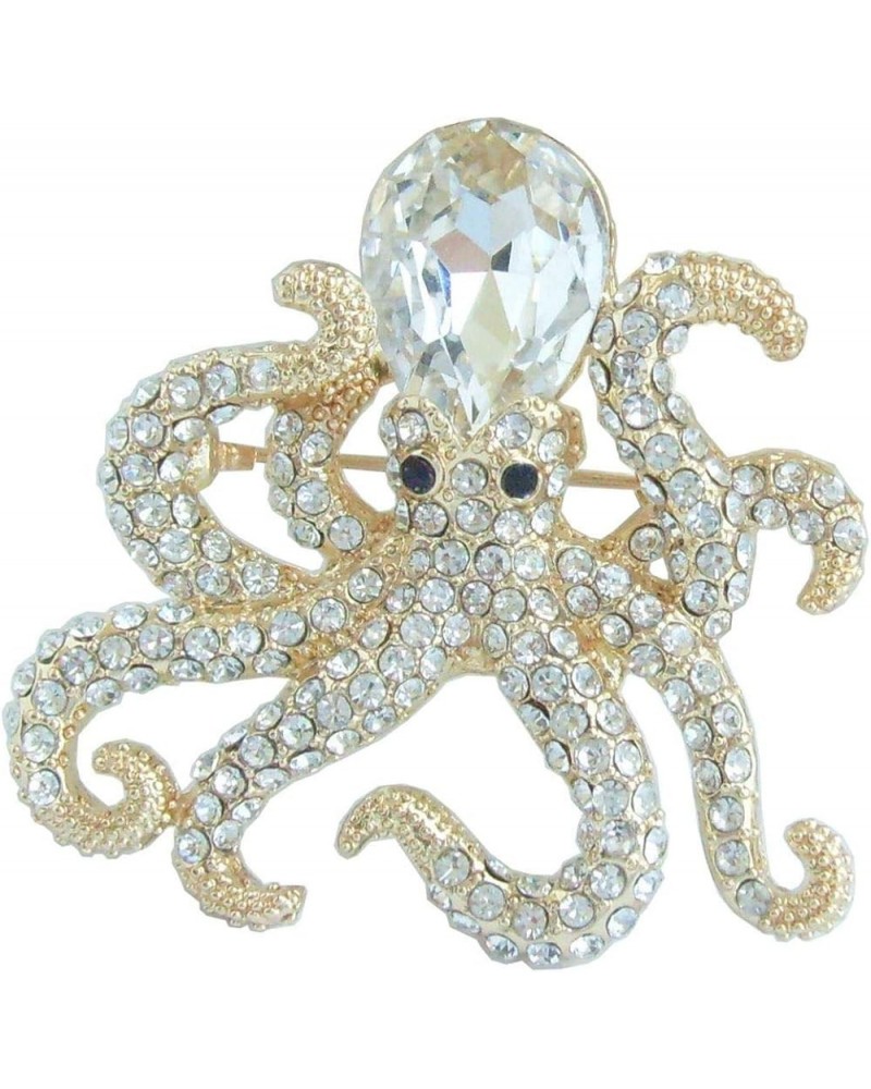 Sindary 1.77" Animal Octopus Brooch Pin Rhinestone Crystal BZ083 Gold-Tone Clear $11.37 Brooches & Pins