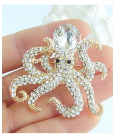 Sindary 1.77" Animal Octopus Brooch Pin Rhinestone Crystal BZ083 Gold-Tone Clear $11.37 Brooches & Pins