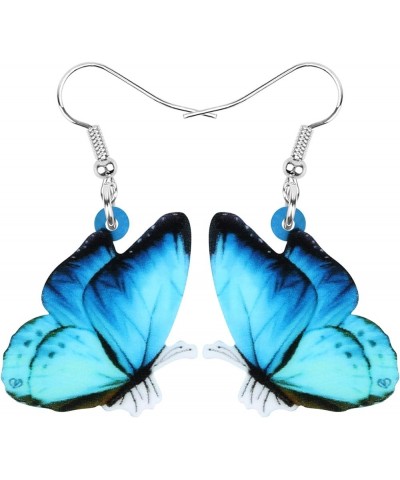 Drop Dangle Big Morpho Menelaus Butterfly Earrings Insect Pattern Fashion Jewelry For Women Girls Blue $7.19 Earrings