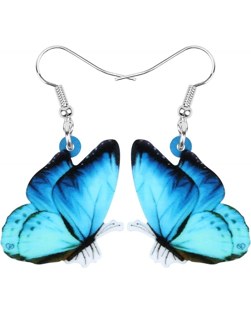 Drop Dangle Big Morpho Menelaus Butterfly Earrings Insect Pattern Fashion Jewelry For Women Girls Blue $7.19 Earrings