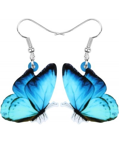 Drop Dangle Big Morpho Menelaus Butterfly Earrings Insect Pattern Fashion Jewelry For Women Girls Blue $7.19 Earrings