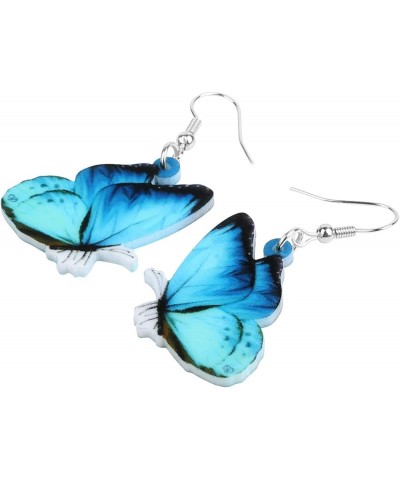 Drop Dangle Big Morpho Menelaus Butterfly Earrings Insect Pattern Fashion Jewelry For Women Girls Blue $7.19 Earrings