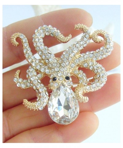 Sindary 1.77" Animal Octopus Brooch Pin Rhinestone Crystal BZ083 Gold-Tone Clear $11.37 Brooches & Pins