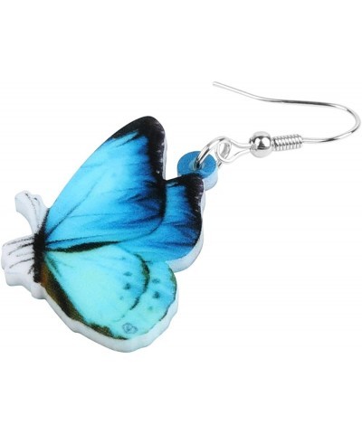 Drop Dangle Big Morpho Menelaus Butterfly Earrings Insect Pattern Fashion Jewelry For Women Girls Blue $7.19 Earrings