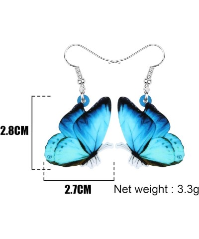 Drop Dangle Big Morpho Menelaus Butterfly Earrings Insect Pattern Fashion Jewelry For Women Girls Blue $7.19 Earrings