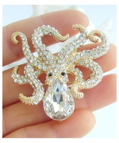 Sindary 1.77" Animal Octopus Brooch Pin Rhinestone Crystal BZ083 Gold-Tone Clear $11.37 Brooches & Pins