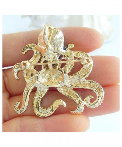 Sindary 1.77" Animal Octopus Brooch Pin Rhinestone Crystal BZ083 Gold-Tone Clear $11.37 Brooches & Pins