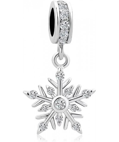 Dangle Winter Frozen Snowflake Charm Compatible with Pandora Charms Bracelets CZ-White Snowflake $8.69 Bracelets