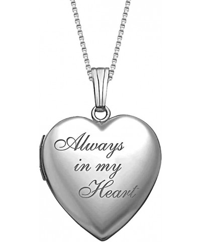 PicturesOnGold Personalized Always in My Heart Silver Or Gold Heart Locket Pendant Necklace Stainless Steel - Locket + Engrav...