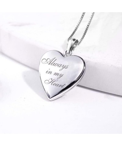 PicturesOnGold Personalized Always in My Heart Silver Or Gold Heart Locket Pendant Necklace Stainless Steel - Locket + Engrav...