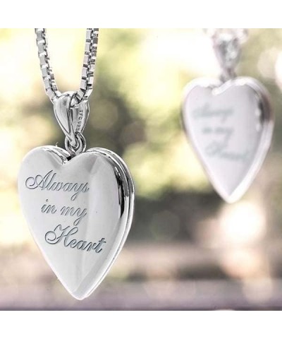 PicturesOnGold Personalized Always in My Heart Silver Or Gold Heart Locket Pendant Necklace Stainless Steel - Locket + Engrav...