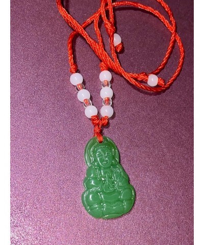 Real Green Simulated Jade Stabilized Turquoise Laughing Buddha Religious Peace Pendant Adjustable Necklace Bead Carved Red Bo...