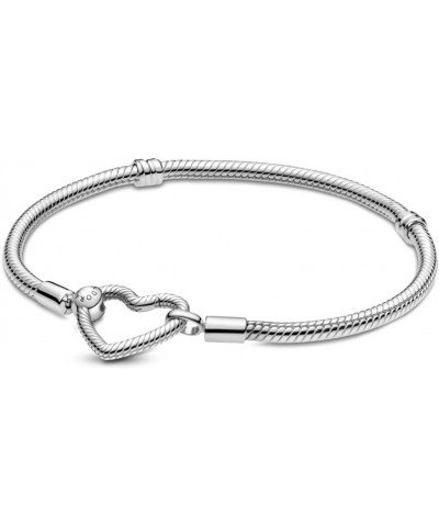 Moments Heart Clasp Snake Chain Bracelet - Charm Bracelet for Women - Compatible Moments Charms - Sterling Silver, With Gift ...