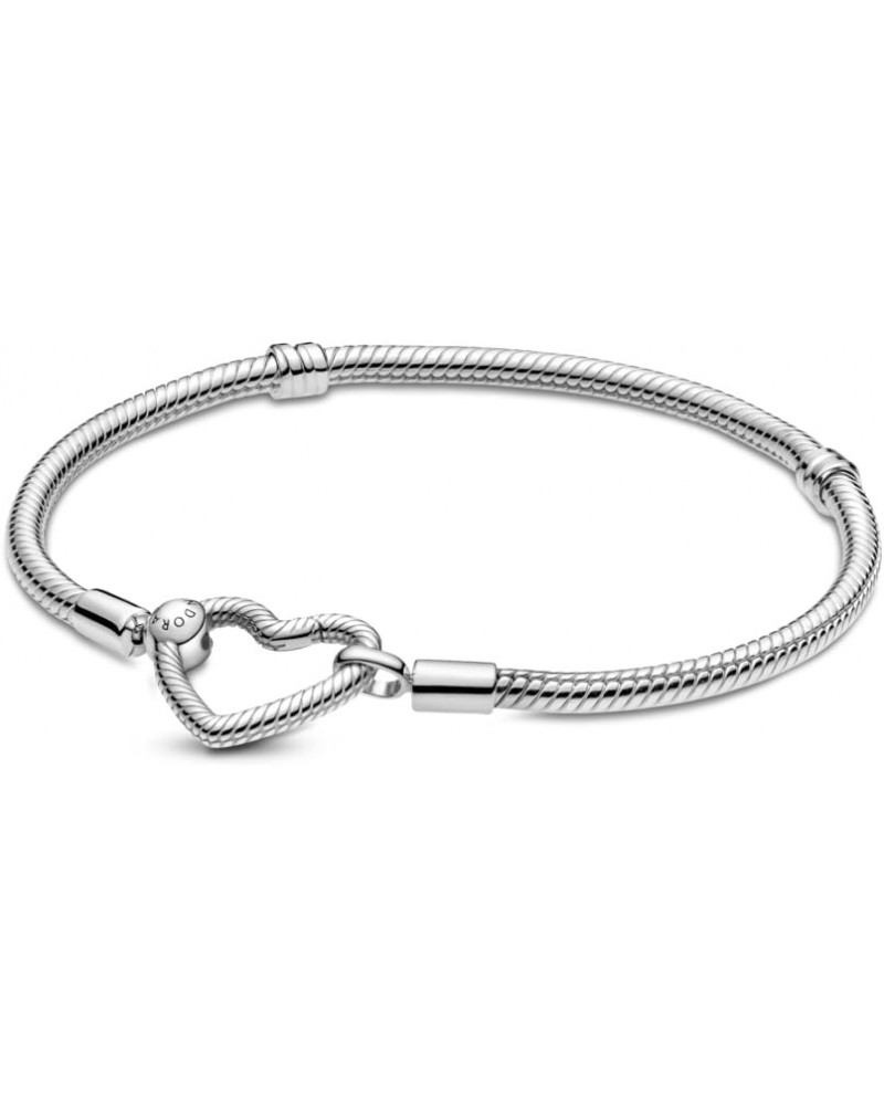 Moments Heart Clasp Snake Chain Bracelet - Charm Bracelet for Women - Compatible Moments Charms - Sterling Silver, With Gift ...