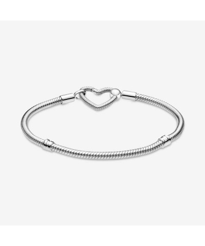 Moments Heart Clasp Snake Chain Bracelet - Charm Bracelet for Women - Compatible Moments Charms - Sterling Silver, With Gift ...