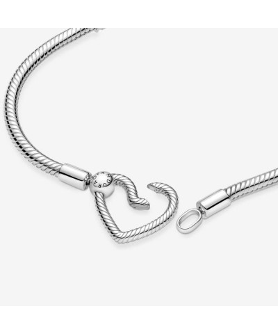 Moments Heart Clasp Snake Chain Bracelet - Charm Bracelet for Women - Compatible Moments Charms - Sterling Silver, With Gift ...