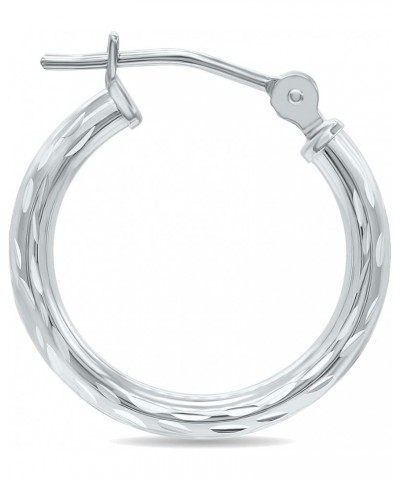 14K White Gold Shiny Diamond Cut Engraved Hoop Earrings (12mm - 40mm) 16mm $63.14 Earrings