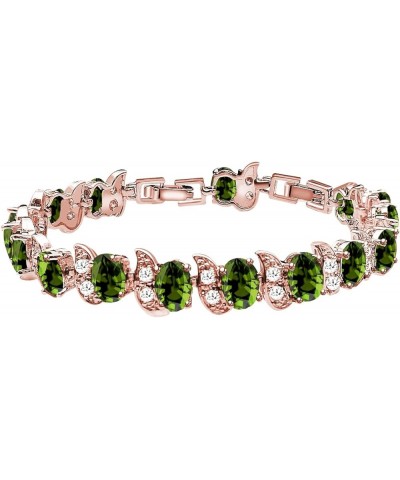 Fashion Tennis Bracelet Created Emerald White Gold Plated Charm Bracelet Gifts Jewelry for Women Rose Gold-Olive Green $10.99...