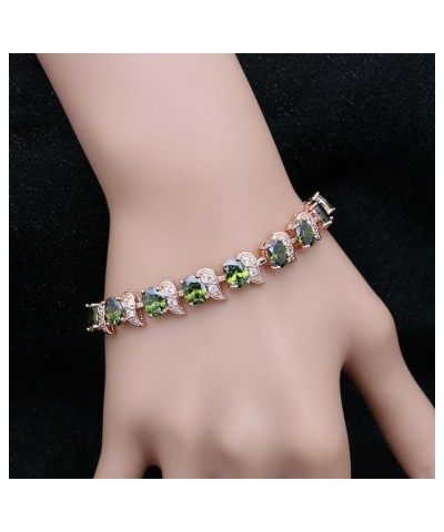 Fashion Tennis Bracelet Created Emerald White Gold Plated Charm Bracelet Gifts Jewelry for Women Rose Gold-Olive Green $10.99...