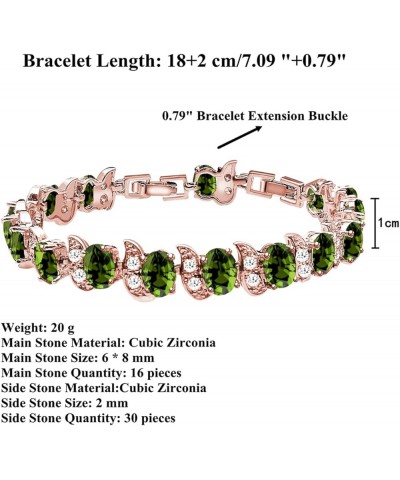 Fashion Tennis Bracelet Created Emerald White Gold Plated Charm Bracelet Gifts Jewelry for Women Rose Gold-Olive Green $10.99...