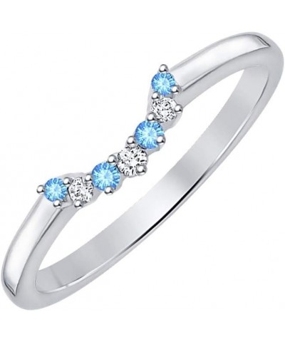 Round Cut Blue Topaz & Diamond 14k Gold Over Sterling Silver Curved Wedding Band Ring for Women White $35.74 Bracelets