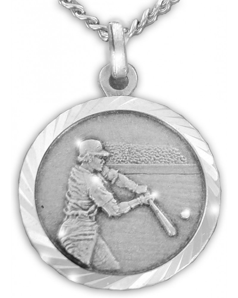 Sterling Silver Saint Christopher Necklace Baseball Sports Medal Pendant, 3/4 Inch $32.80 Necklaces