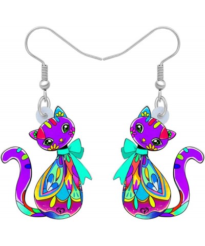 Acrylic Cat Hook Earrings for Women Girls Cute Colorful Cat Hypoallergenic Dangle Drop Earrings Animal Jewelry for Gifts Part...