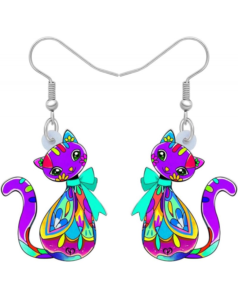 Acrylic Cat Hook Earrings for Women Girls Cute Colorful Cat Hypoallergenic Dangle Drop Earrings Animal Jewelry for Gifts Part...