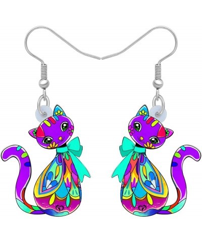 Acrylic Cat Hook Earrings for Women Girls Cute Colorful Cat Hypoallergenic Dangle Drop Earrings Animal Jewelry for Gifts Part...