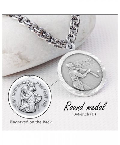 Sterling Silver Saint Christopher Necklace Baseball Sports Medal Pendant, 3/4 Inch $32.80 Necklaces