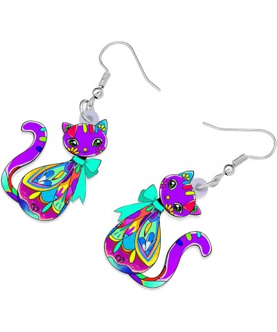 Acrylic Cat Hook Earrings for Women Girls Cute Colorful Cat Hypoallergenic Dangle Drop Earrings Animal Jewelry for Gifts Part...