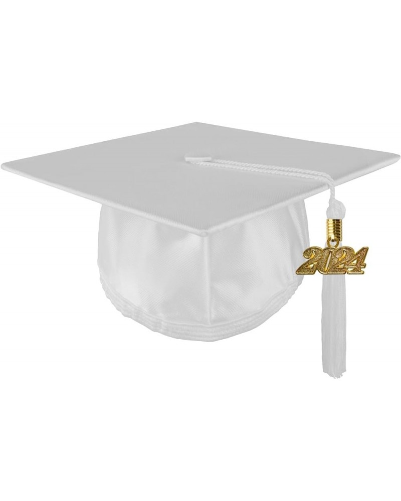 Kindergarten Preschool Unisex Shiny Graduation Cap with Gold Charm Tassel White $8.24 Bracelets