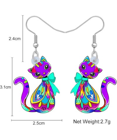 Acrylic Cat Hook Earrings for Women Girls Cute Colorful Cat Hypoallergenic Dangle Drop Earrings Animal Jewelry for Gifts Part...