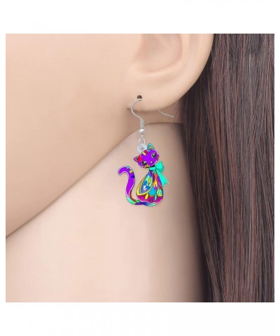 Acrylic Cat Hook Earrings for Women Girls Cute Colorful Cat Hypoallergenic Dangle Drop Earrings Animal Jewelry for Gifts Part...