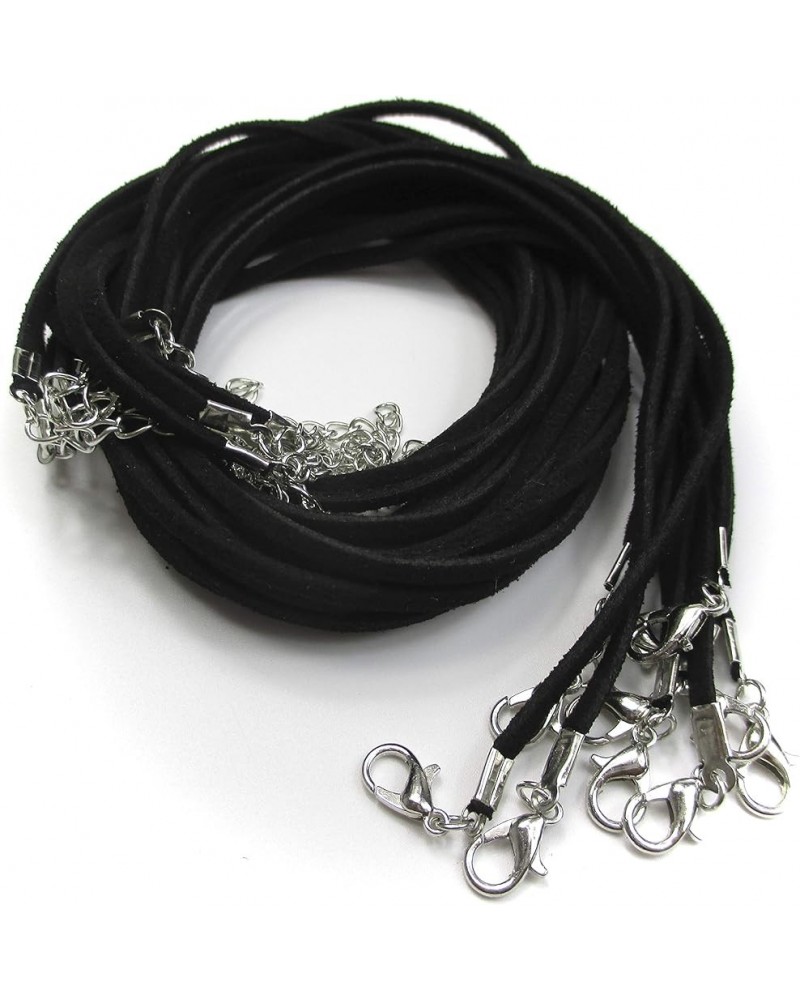 10pcs Faux Leather Suede Cord Necklace with Lobster Clasp Extended Chain (17", Black) 25" BLACK $6.71 Necklaces