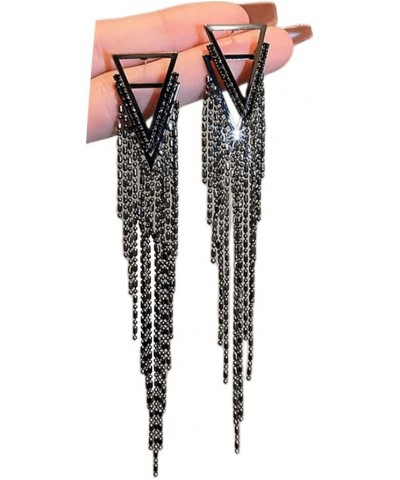 Black Rhinestone Long Tassel Earrings for women.Crystal Chandelier Fringe Drop Earrings Zircon Strand Earrings Fashion Jewelr...