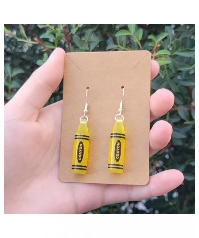 Crayon Earrings Set for Women Girls | Creative Art | Teachers Appreciation Lemon Yellow $9.24 Earrings