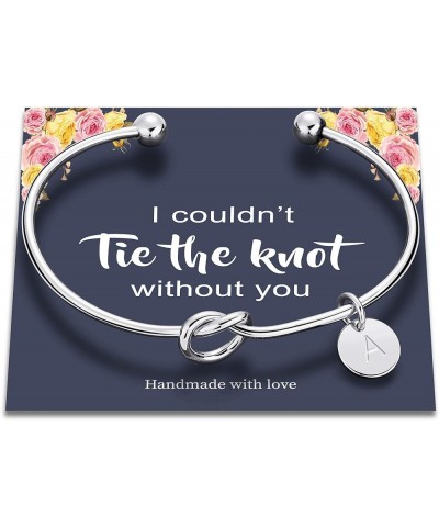 Bridesmaids Gifts for Wedding, Tie The Knot Bracelet with Initial Bridesmaid Proposal Gifts with Box, Cards T-Silver $10.25 B...