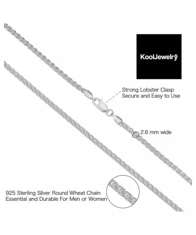 925 Sterling Silver Round Wheat Chain Necklace (1 mm, 1.5 mm, 2 mm or 2.6 mm) | Made in Italy 30 inch 2.6 mm wide $9.97 Neckl...