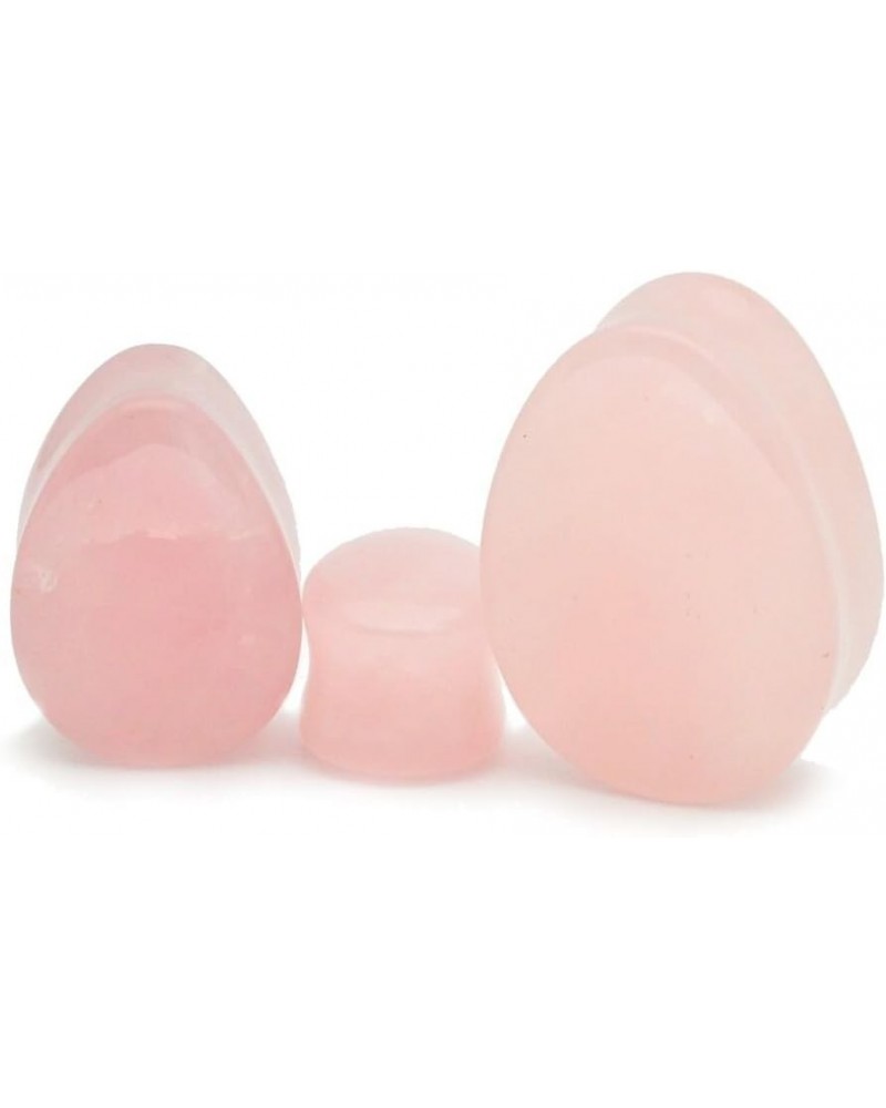 Rose Quartz Stone Teardrop Plugs - Sold as a Pair 5/8" (16mm) $10.19 Body Jewelry