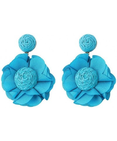 Lafite Flower Colored Earrings Bohemian Valentine's Day Gift for Girl Woman to the Beach Blue $4.98 Earrings