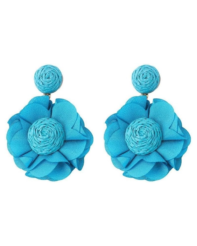 Lafite Flower Colored Earrings Bohemian Valentine's Day Gift for Girl Woman to the Beach Blue $4.98 Earrings