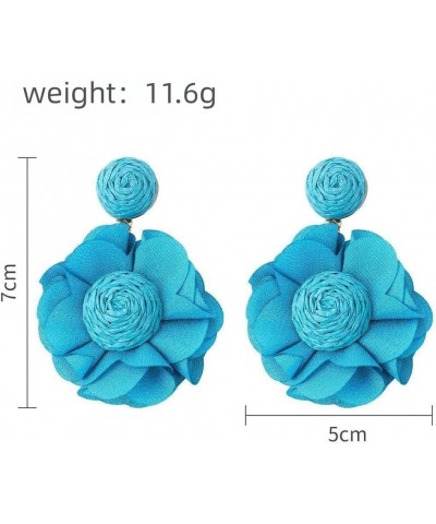 Lafite Flower Colored Earrings Bohemian Valentine's Day Gift for Girl Woman to the Beach Blue $4.98 Earrings